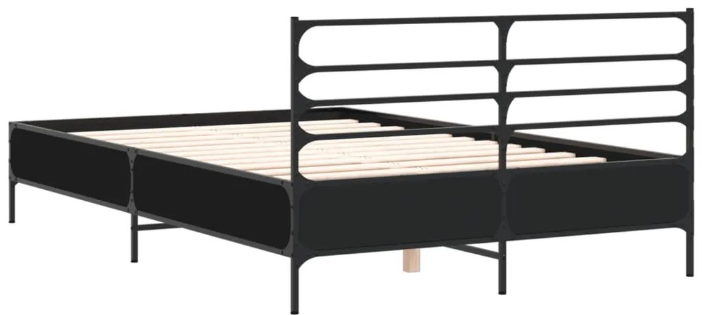 Estrutura de cama 120x190 cm derivados de madeira/metal preto