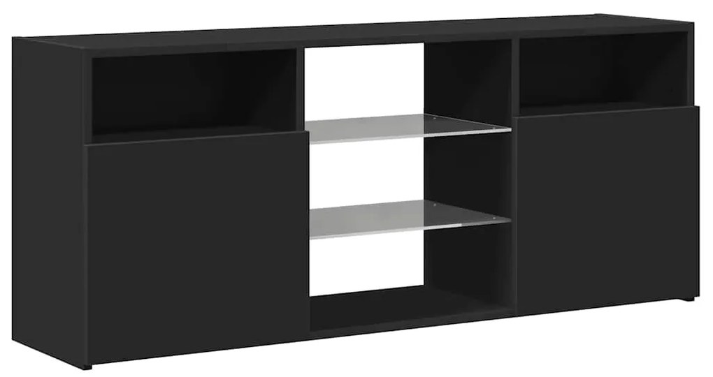 Móvel de TV com luzes LED 120x30x50 cm preto
