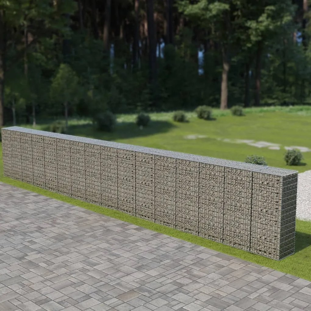 vidaXL Muro gabião com tampas aço galvanizado 900x50x150 cm