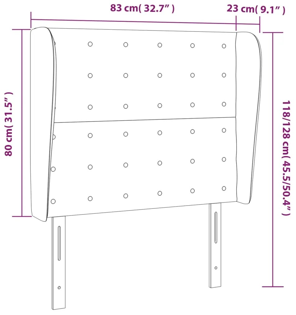 Cabeceira de cama c/ abas veludo 83x23x118/128 cm rosa