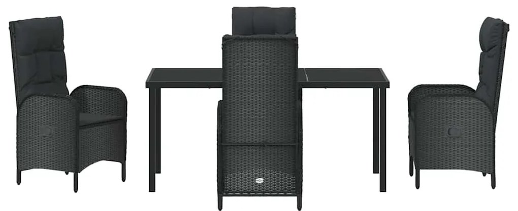 Conjunto de Jantar de Jardim com 5 Peças em Rattan Sintético Preto.