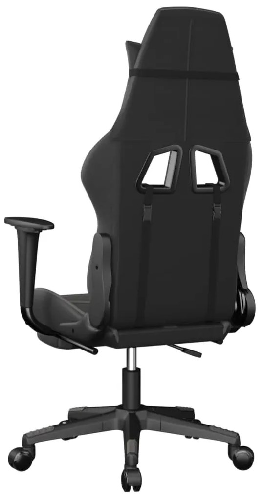 Cadeira gaming massagens c/ apoio pés couro artif. preto/cinza