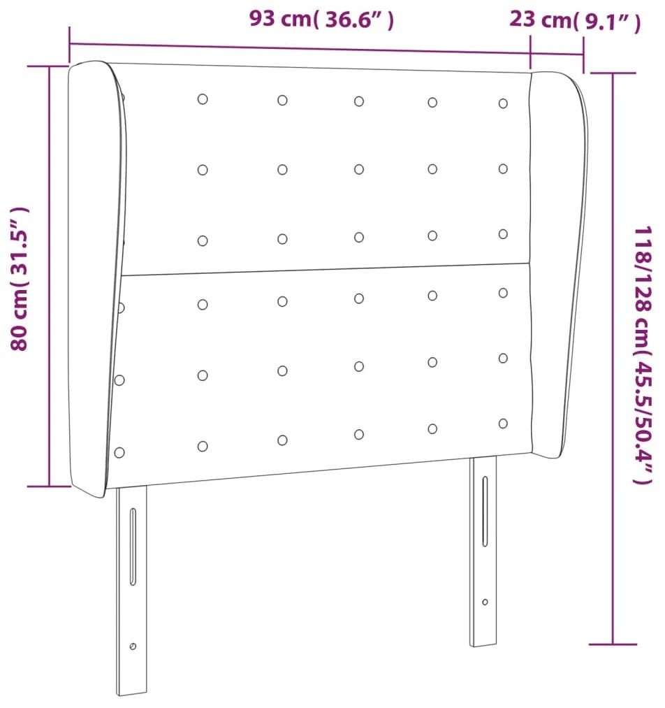 Cabeceira cama c/ abas couro artif. 93x23x118/128 cm cinzento