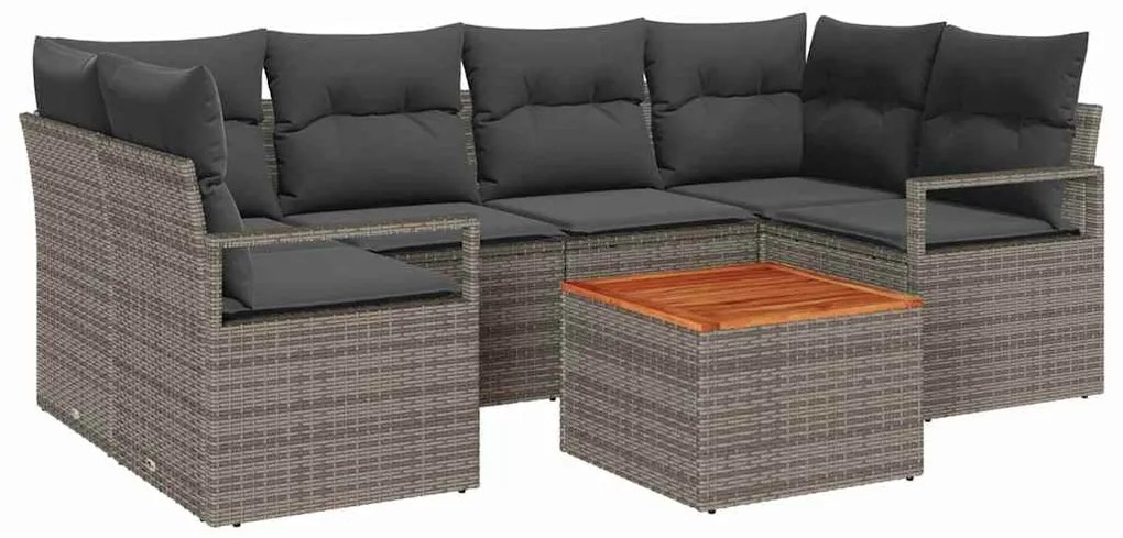 Conjunto de Sofá de Jardim 7 pcs Cinzeto Grande