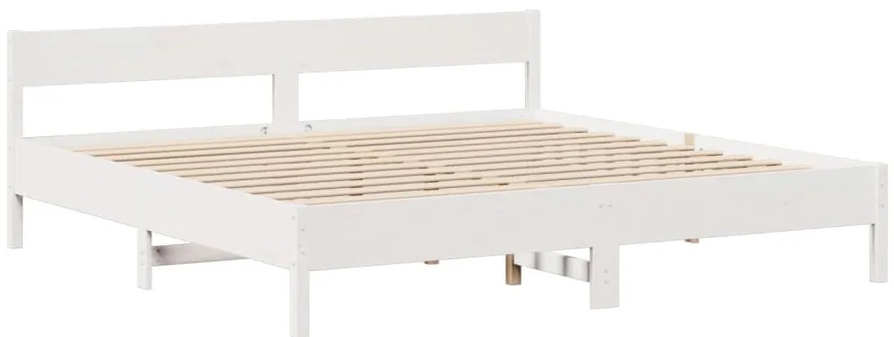 Cama sem colchão 200x200 cm madeira de pinho maciça branco