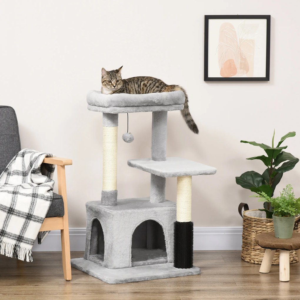 Arranhador para gatos, para trepar com arranhador, altura 85 cm, cinzento claro