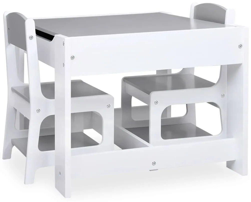 Mesa infantil com duas cadeiras MDF branco