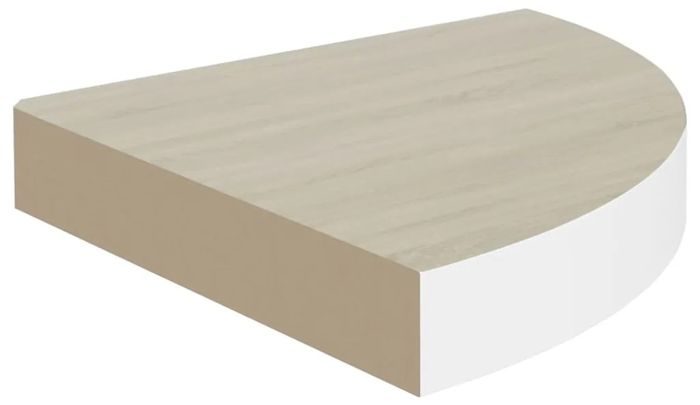 Prateleiras canto parede 2 pcs 25x25x3,8 cm MDF carvalho/branco