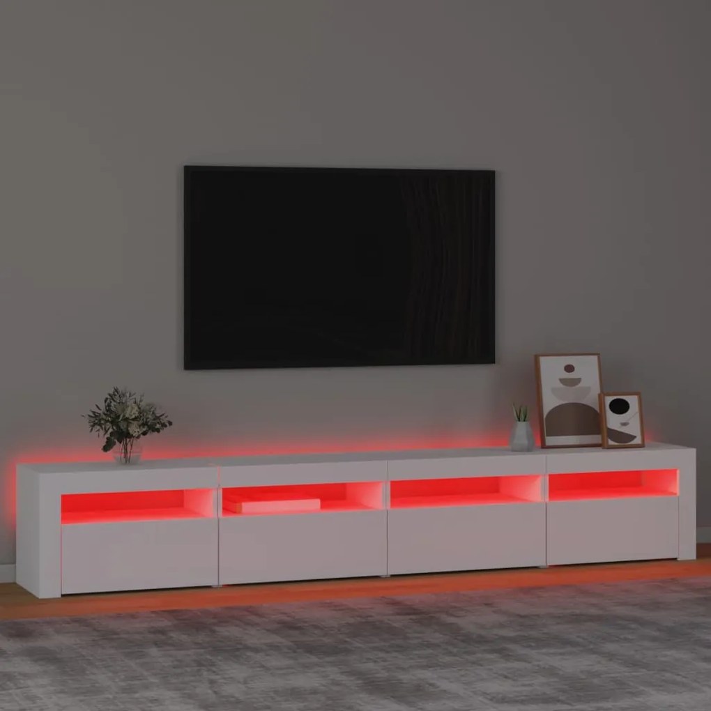 Móvel de TV com luzes LED 240x35x40 cm branco