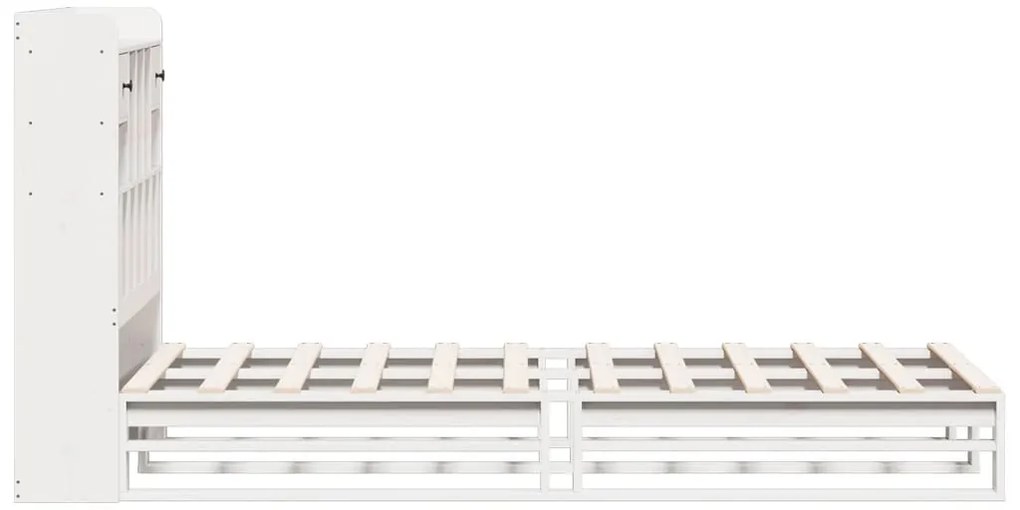 Cama com estante sem colchão 100x200 cm pinho maciço branco