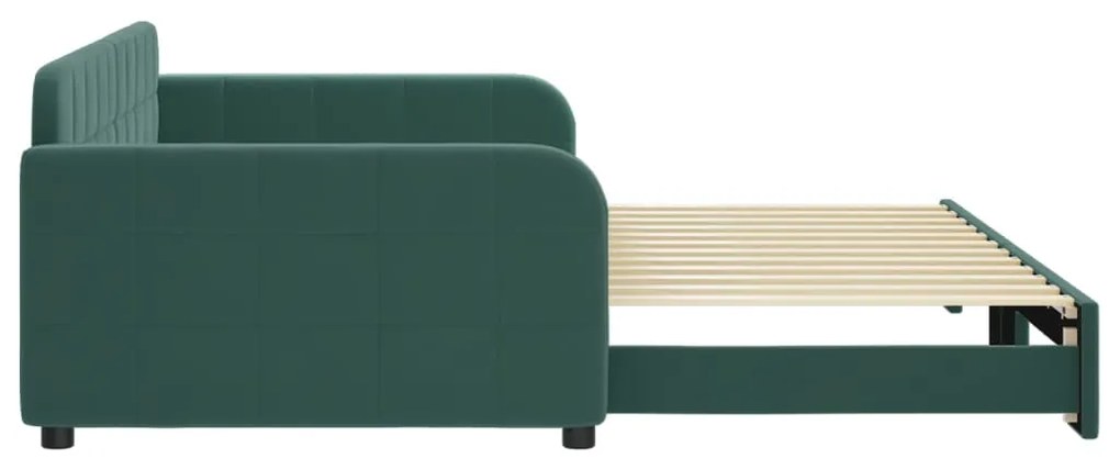 Sofá-cama com gavetão 100x200 cm veludo verde-escuro