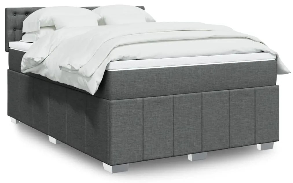 vidaXL Cama com molas/colchão 160x200 cm tecido cinzento-escuro