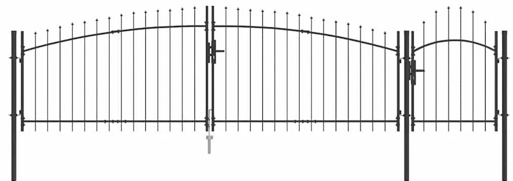 Portão de Jardim com Ponta de Lança Cinza 125x500 cm de Aço