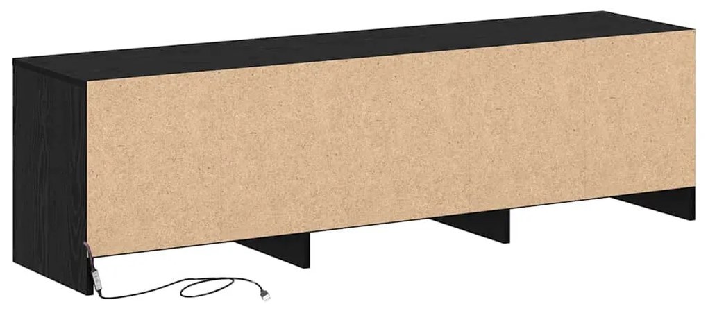 Armário de TV com LED Carvalho Preto 140x34x40 cm Madeira de Engenhari