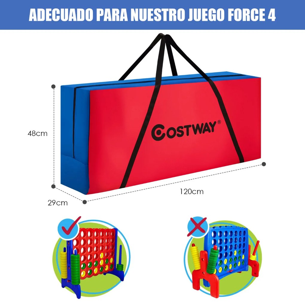 Saco de transporte para Conecta 4 (não incluído) 120 x 29 x 48 cm com alça e fecho de correr Vermelho e Azul