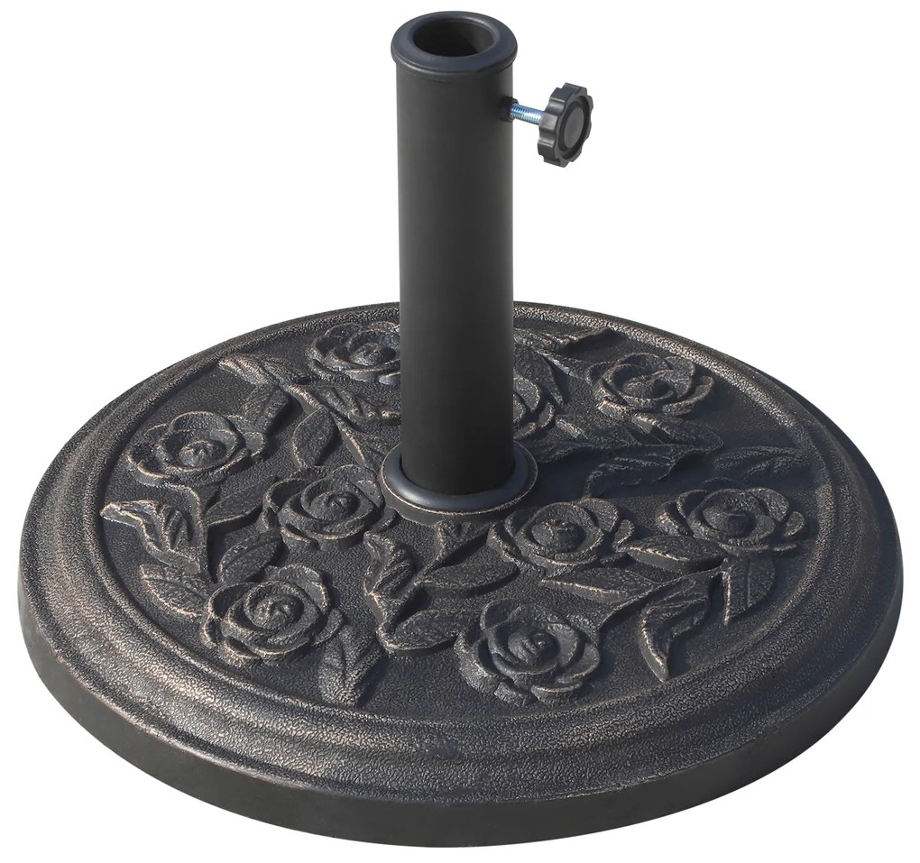 Base para Chapéu de Sol Suporte para Chapéu de Sol para Mastros de 38mm e 48mm para Jardim Exterior Ø45,5x32cm Preto e Bronze