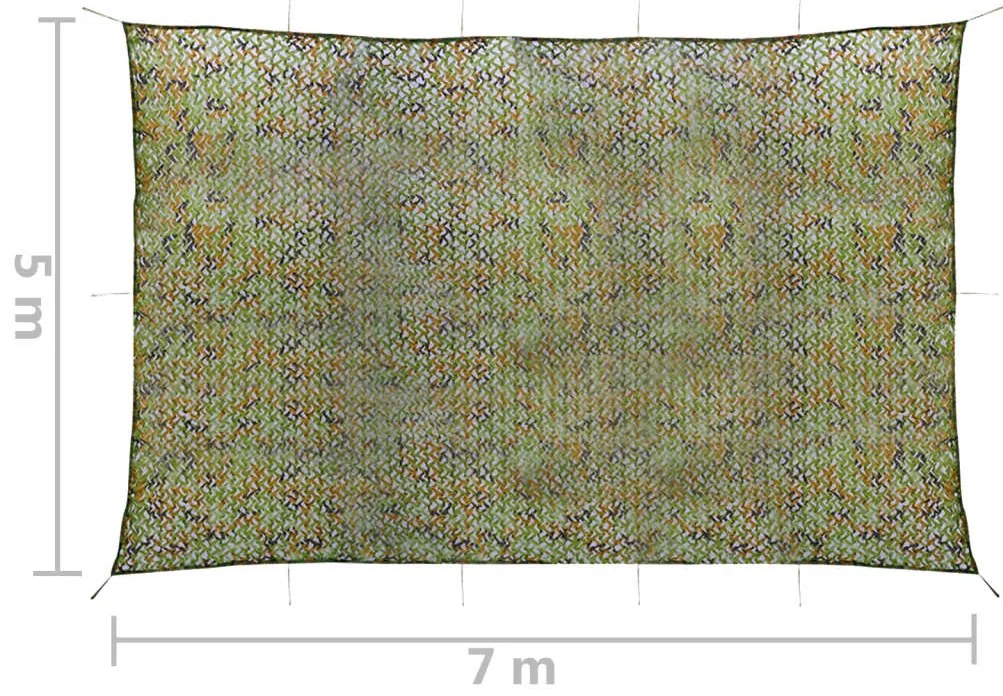 Rede de camuflagem com saco de armazenamento 5x7 m verde