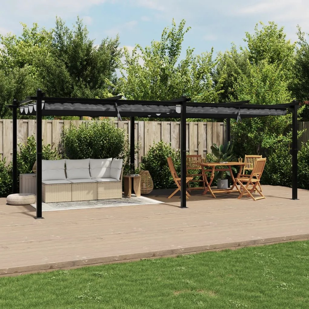 Gazebo de jardim com teto retrátil 3x6 m alumínio antracite