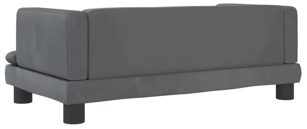 Sofá infantil 80x45x30 cm veludo cinzento-escuro
