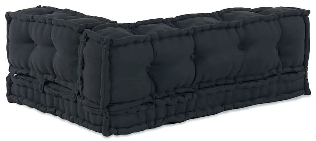 Almofada de Sofá Pallet 3 pcs Antracite Largo Algodão