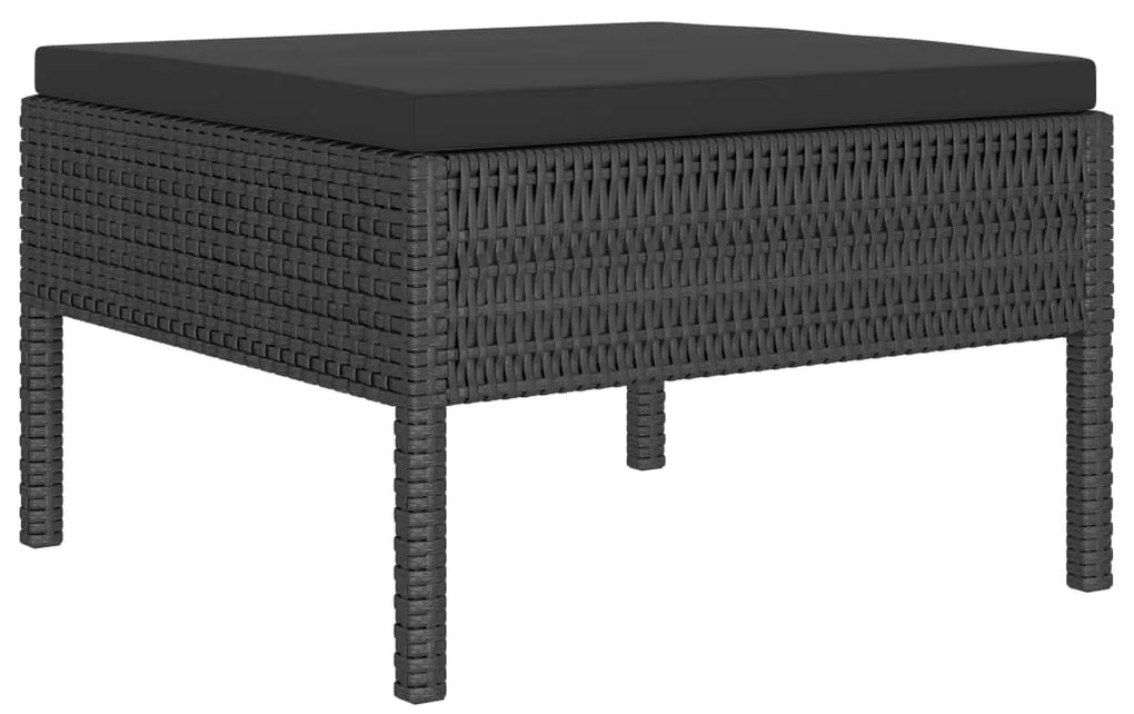 6 pcs conjunto lounge de jardim c/ almofadões vime PE preto