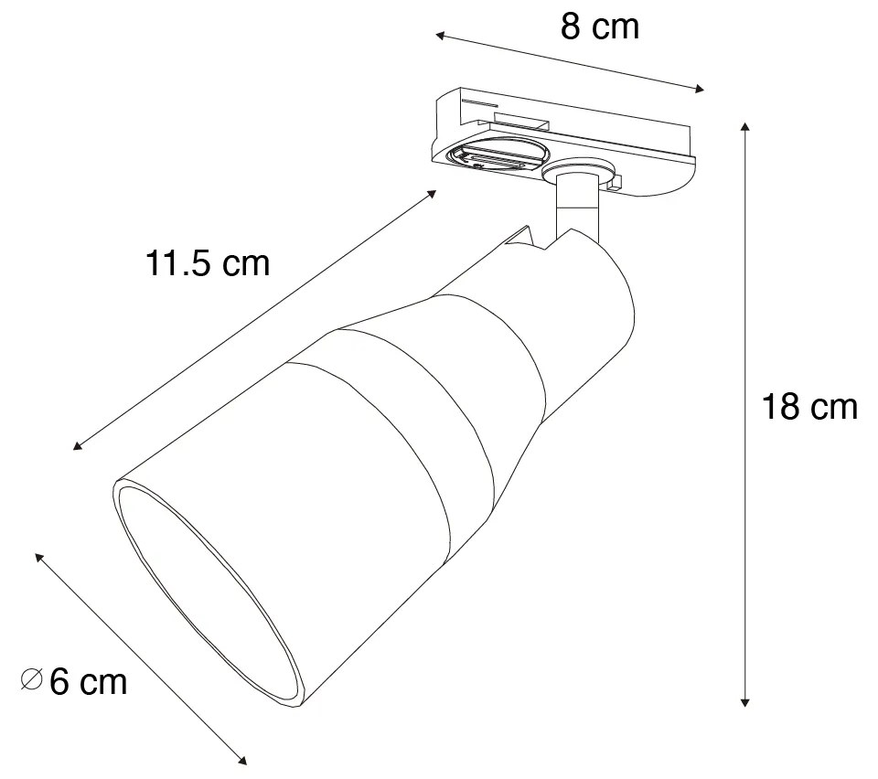 Foco Moderno Preto para Sistema de Trilho Monofásico - Iconic Kohua