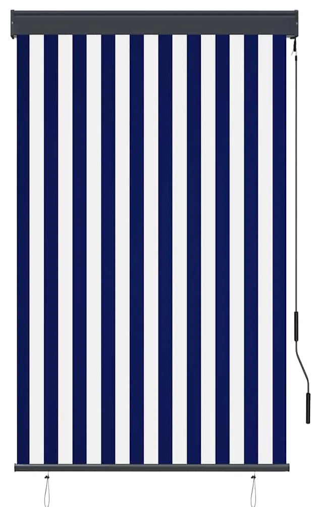 Estore de rolo para exterior 100x250 cm azul e branco