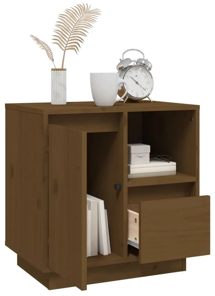 Mesas de cabeceira 2 pcs 50x34x50 cm pinho maciço castanho-mel