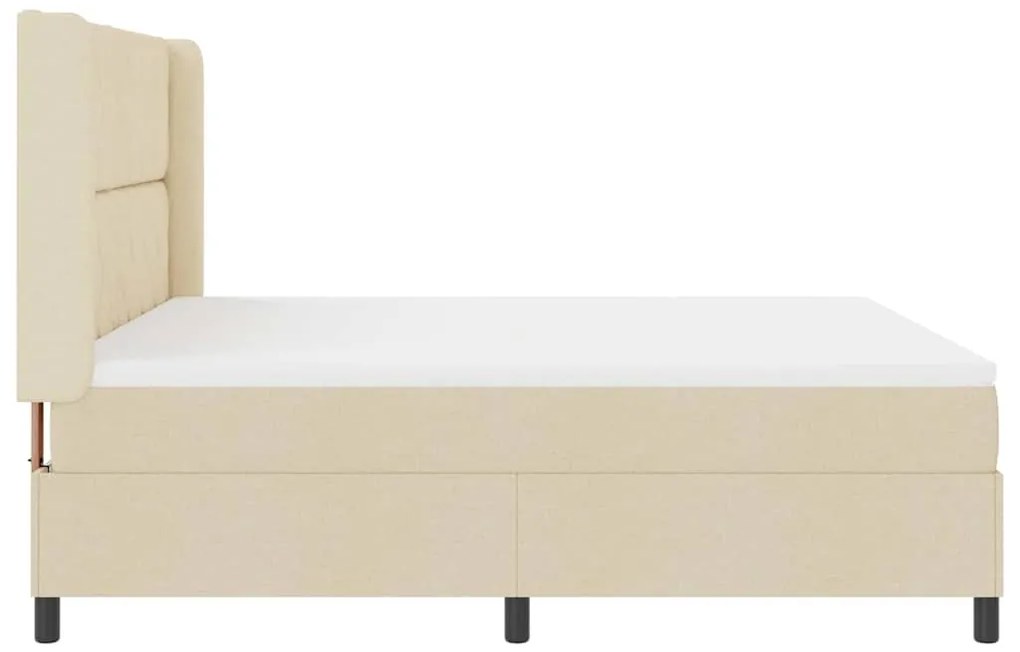 Cama Box com Colchão e LED Creme 180x200 cm Tecido