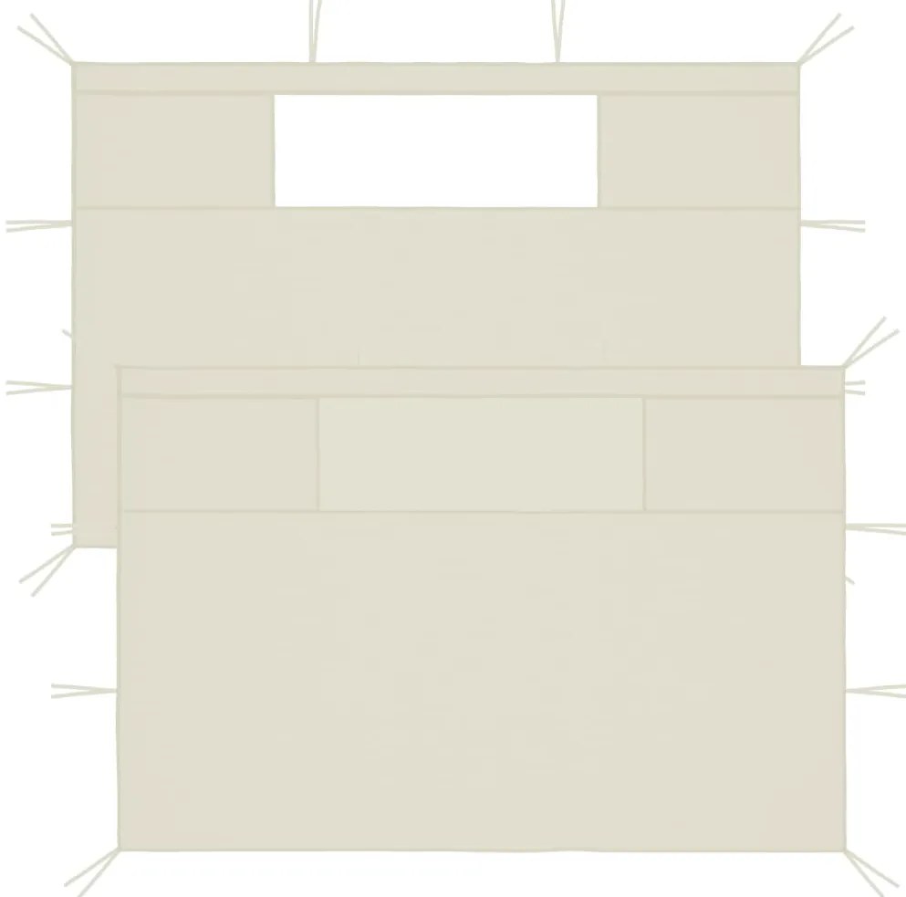 Paredes laterais para gazebo com janelas 2 pcs creme