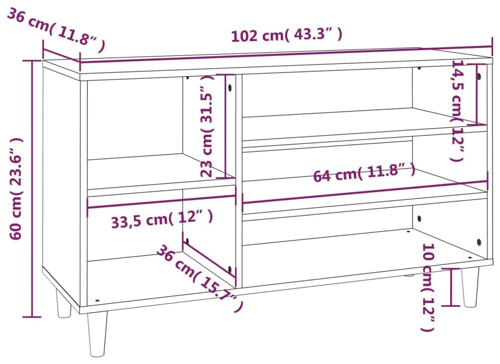 Sapateira Zaza - Com 5 Compartimentos - Cor Preto - 102x36x60 cm - Der