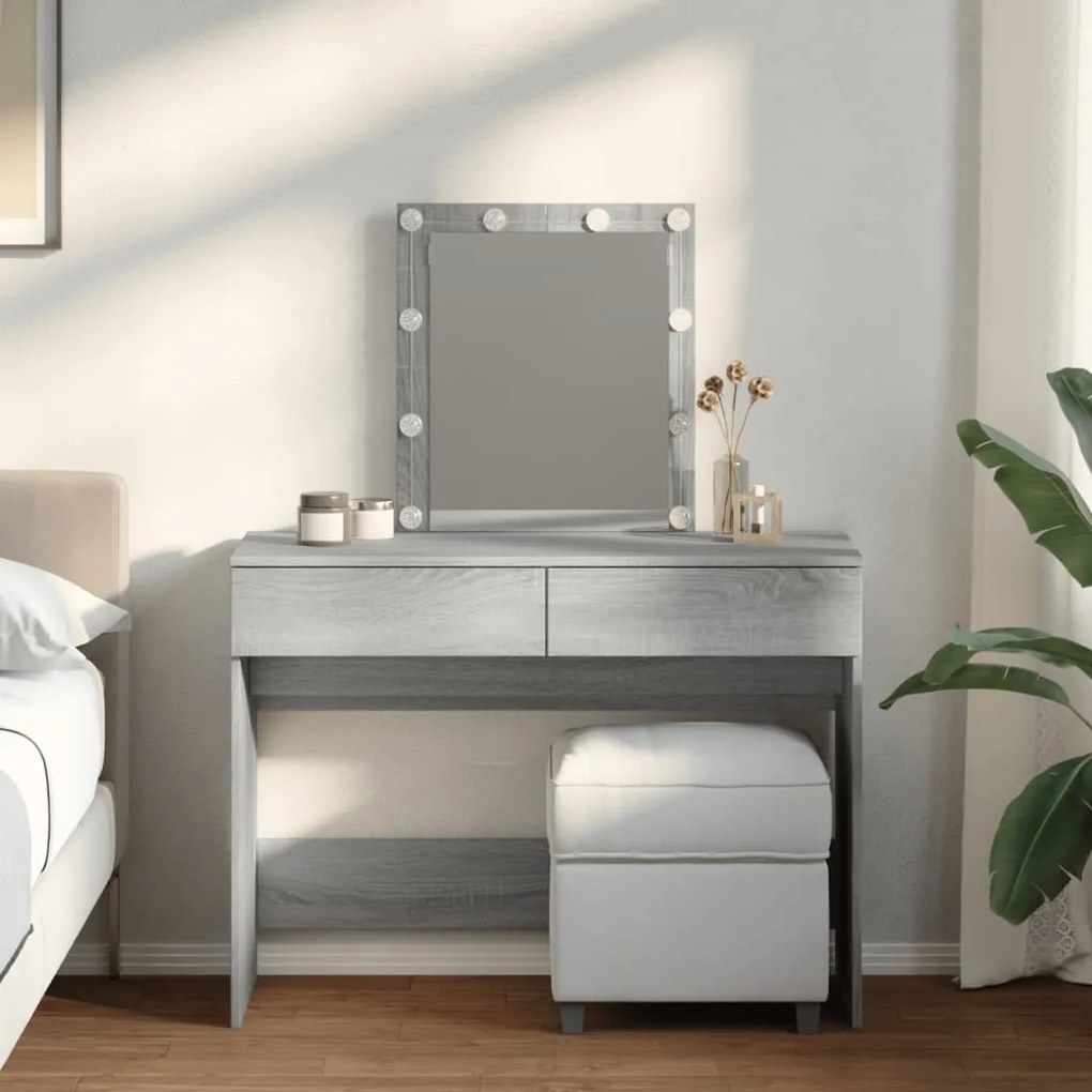 vidaXL Toucador com LEDs 100x40x130 cm sonoma cinza