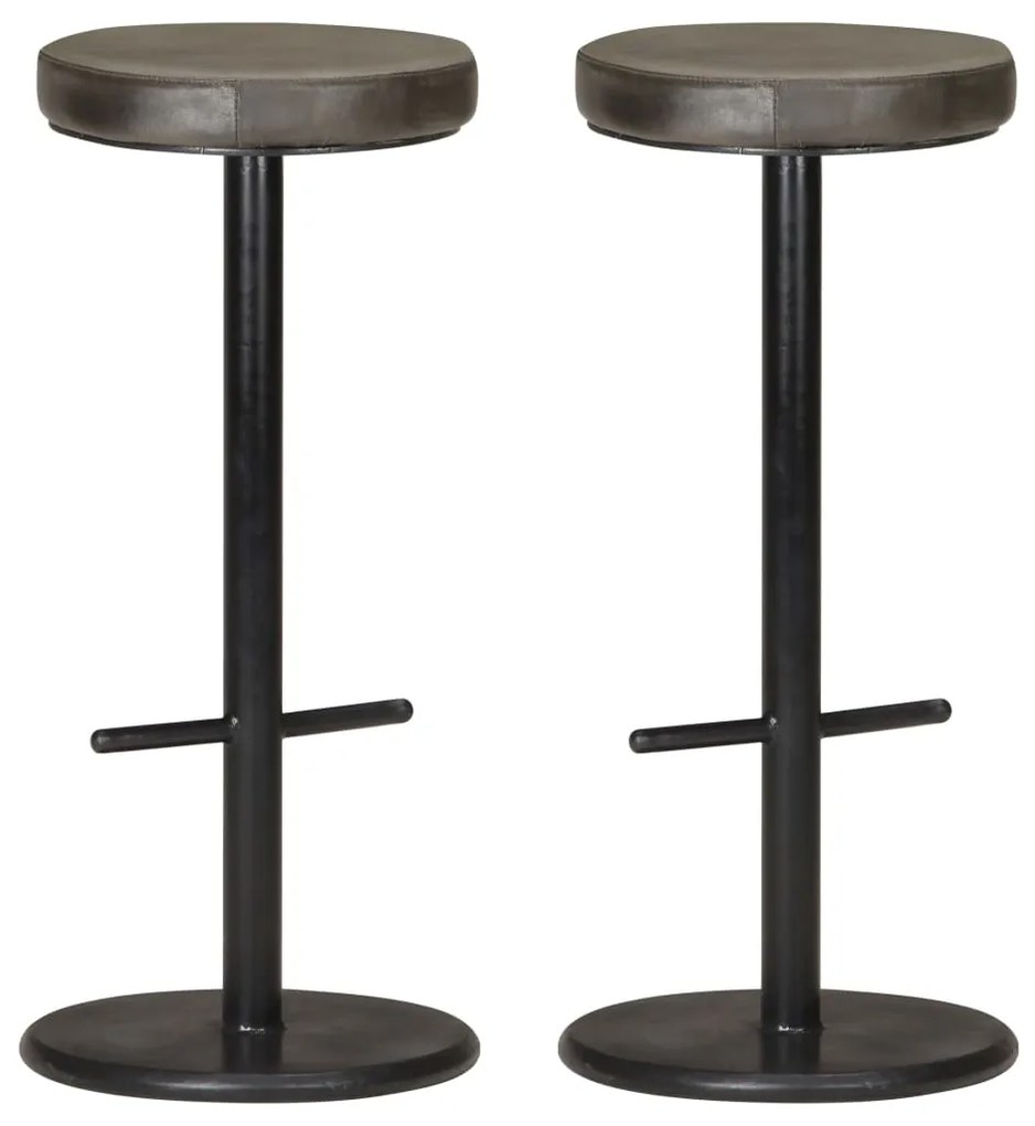 vidaXL Bancos de bar 2 pcs couro genuíno envelhecido cinzento
