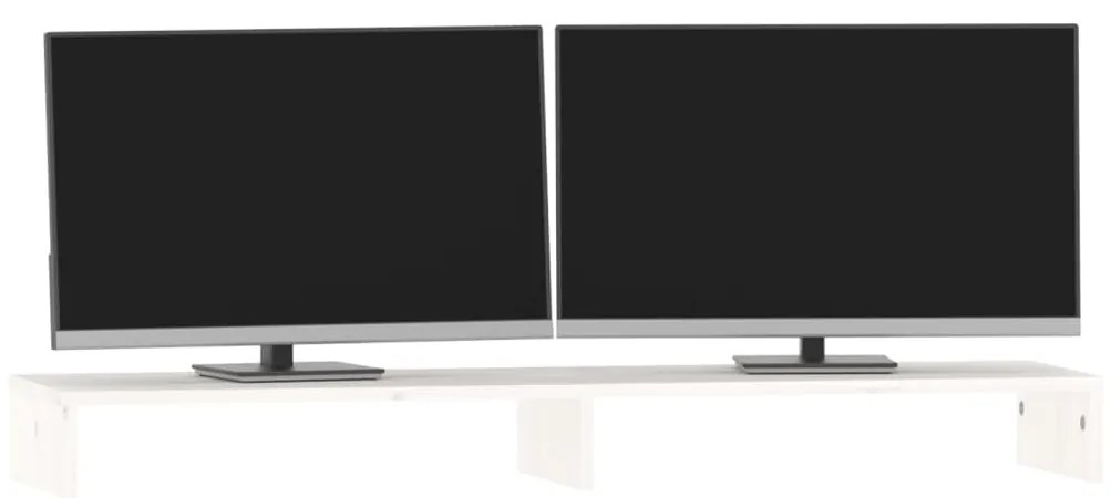 Suporte para monitor 100x27x10 cm pinho maciço branco