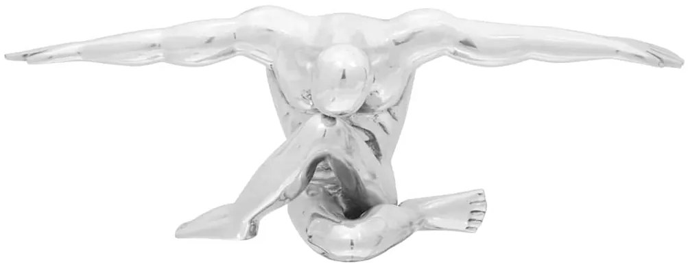 Escultura Prateada 63x20x22 cm Alumínio Pensador
