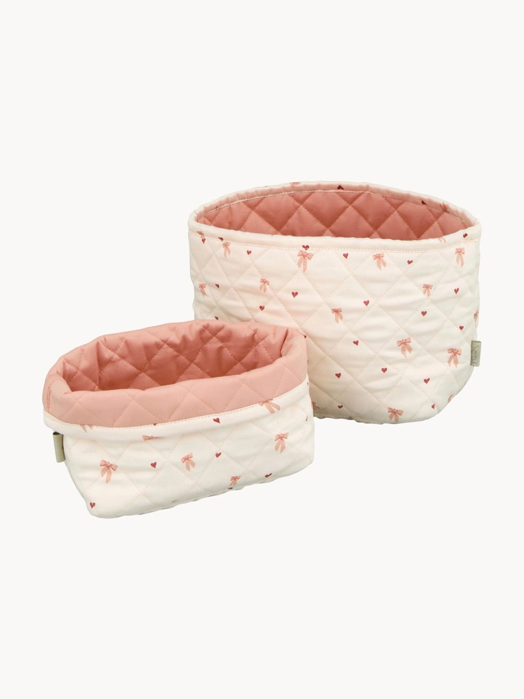Cestos de arrumação para crianças em algodão orgânico Bows, conjunto de 2
