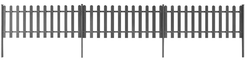 vidaXL Cerca de estacas c/ postes 3 pcs 600x60 cm WPC
