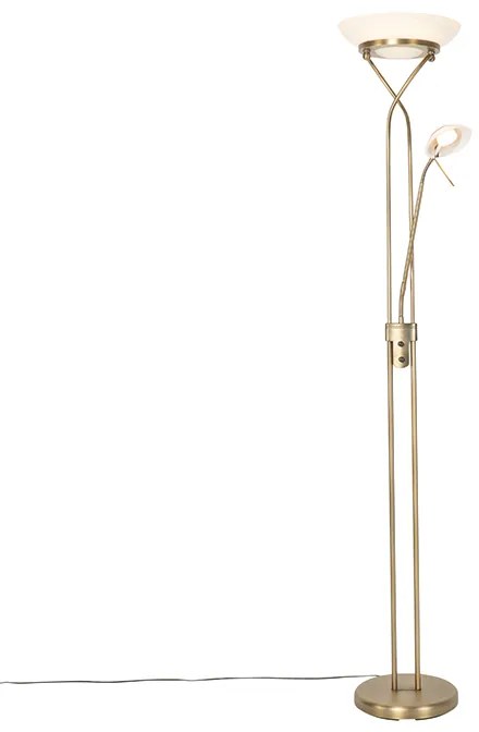 Candeeiro de pé bronze com LED e dimmer com luz de leitura - Empoli Moderno