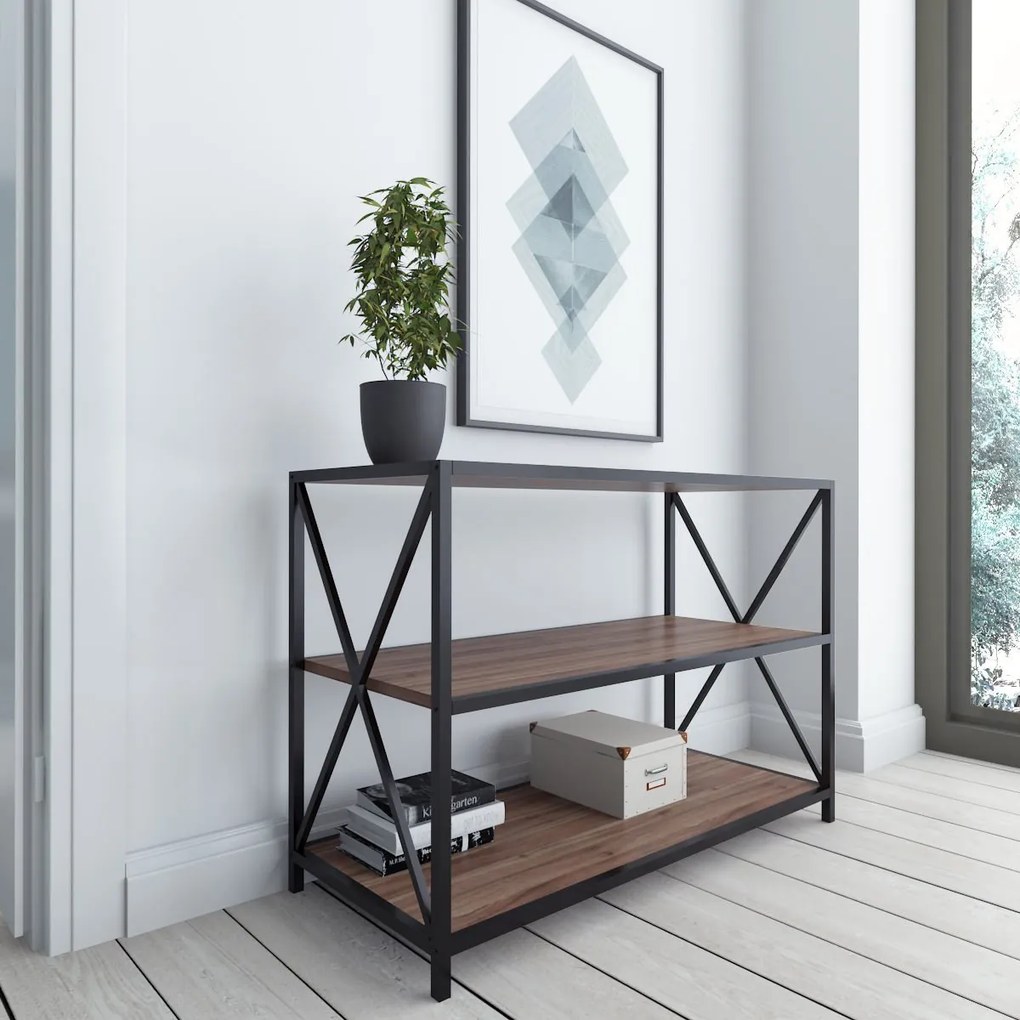 Aparador Zena – Noz e Preto – 94x40x65 cm
