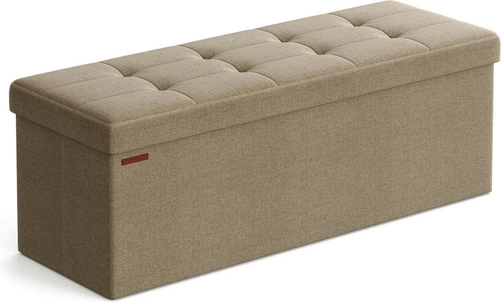 Banco rebatível 38 x 110 x 38 cm com espaço de arrumação em Castanho