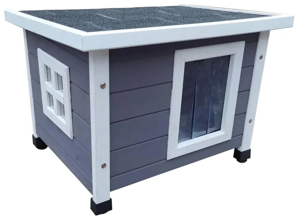 Casa p/ gatos de exterior 57x45x43 cm madeira cinza/branco