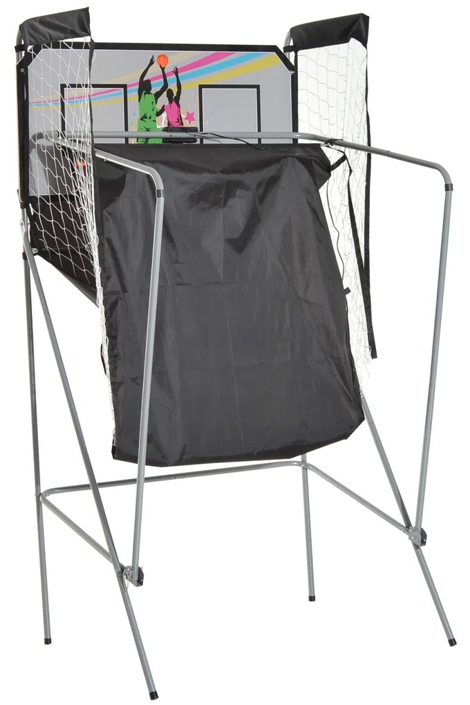 Conjunto de Cestos de Basquetebol Dobráveis e Portáteis de aço 205x110x205 cm Cor Preto e Branco