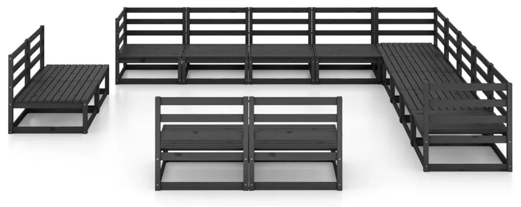 13 pcs conjunto lounge de jardim pinho maciço preto