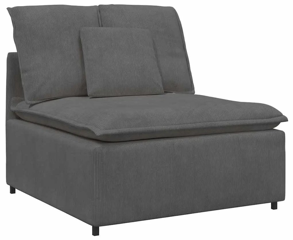 Sofá modular com pufes e almofadas cinzento-escuro