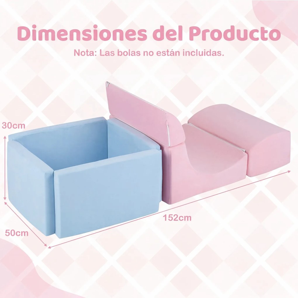 Conjunto de 2 Blocos Infantis de Escalada e Piscina de Bolas (BOLAS NÃO INCLUIDAS), 152 x 50 x 30 cm, Modulares, Multicolor