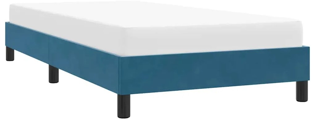 Estrutura de cama sem colchão 90x220 cm veludo azul-escuro