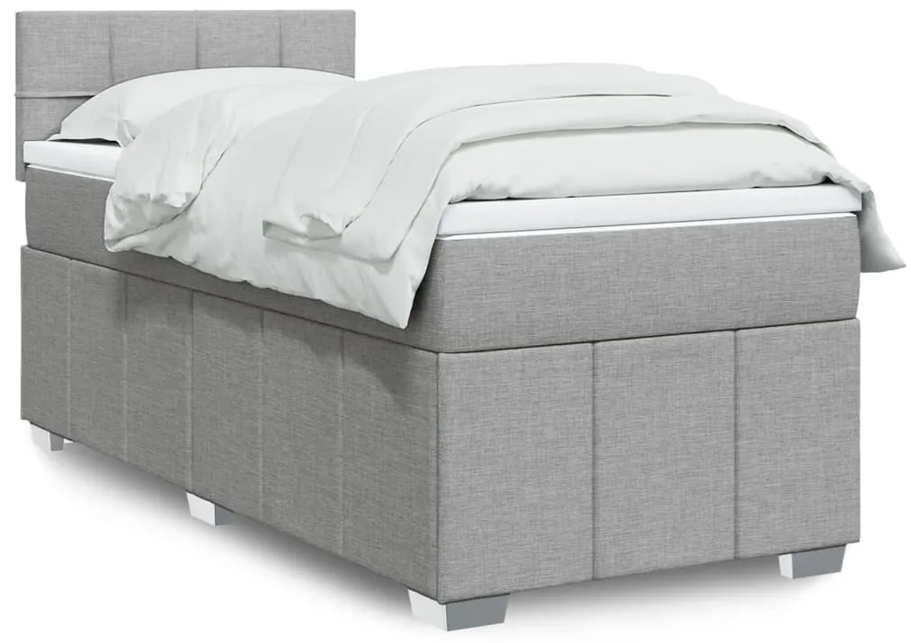 Cama com molas/colchão 80x200 cm tecido cinza-claro