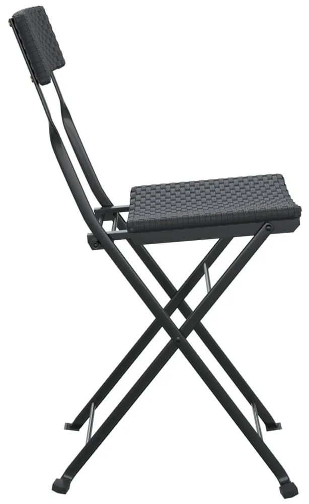 Cadeiras de bistrô dobráveis 2 pcs vime PE e aço preto