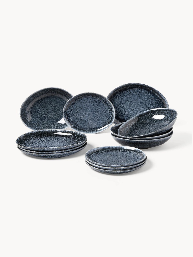 Conjunto de loiça artesanal com forma orgânica Macey, conjunto de 12