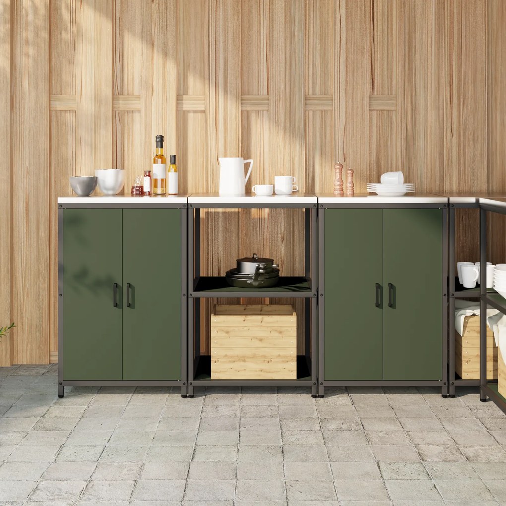 vidaXL Conjunto de Armazenamento de Cozinha 3 pcs Verde Oliva